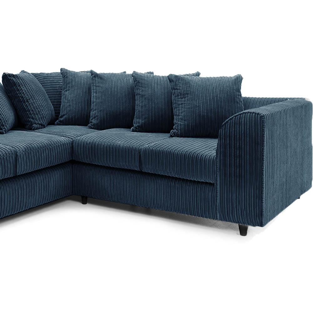 Luxor 5 Seater Navy Blue Jumbo Cord Scatter Back L Shaped Corner Sofa Set Image 4