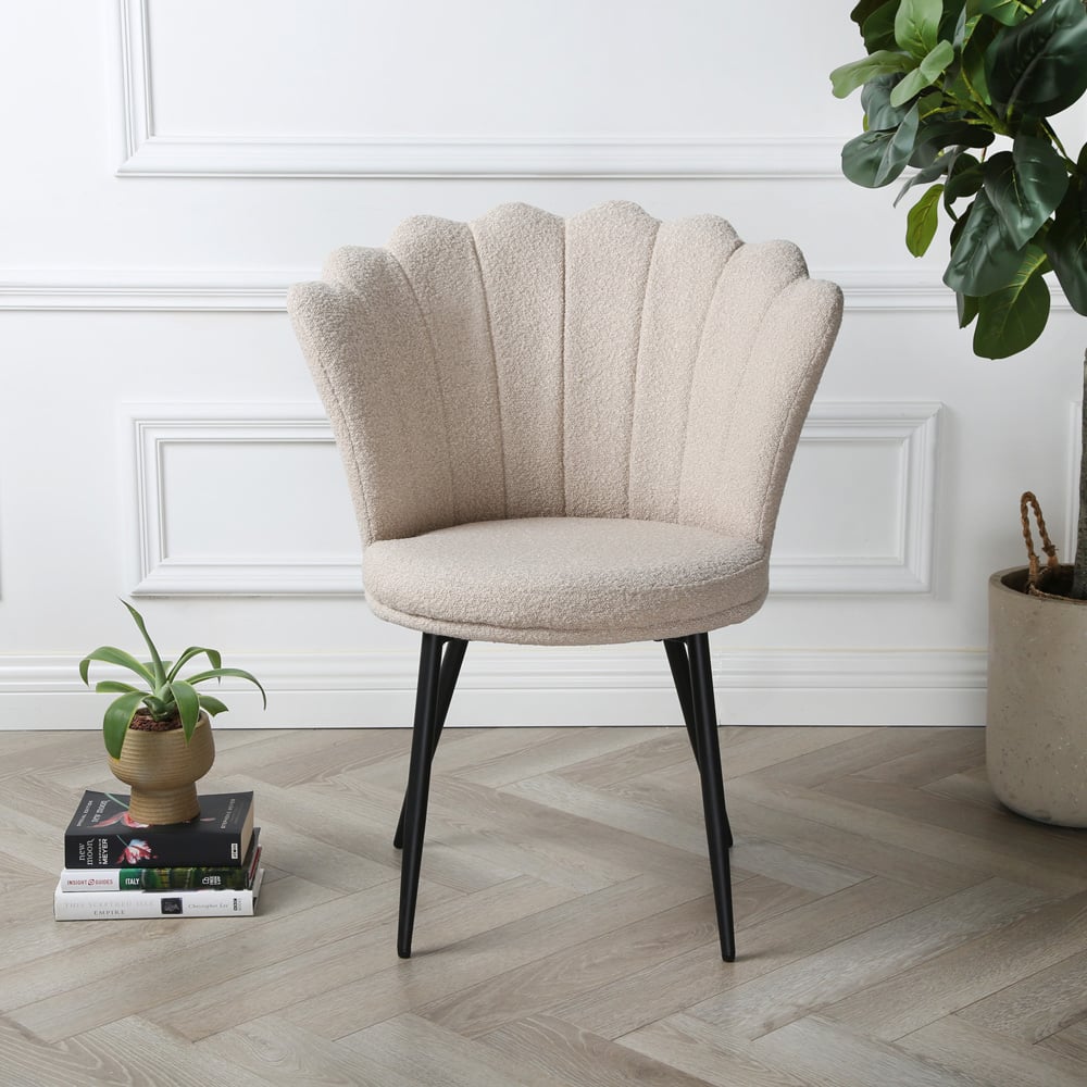 Mini Flora Beige Boucle Accent Chair Image 9