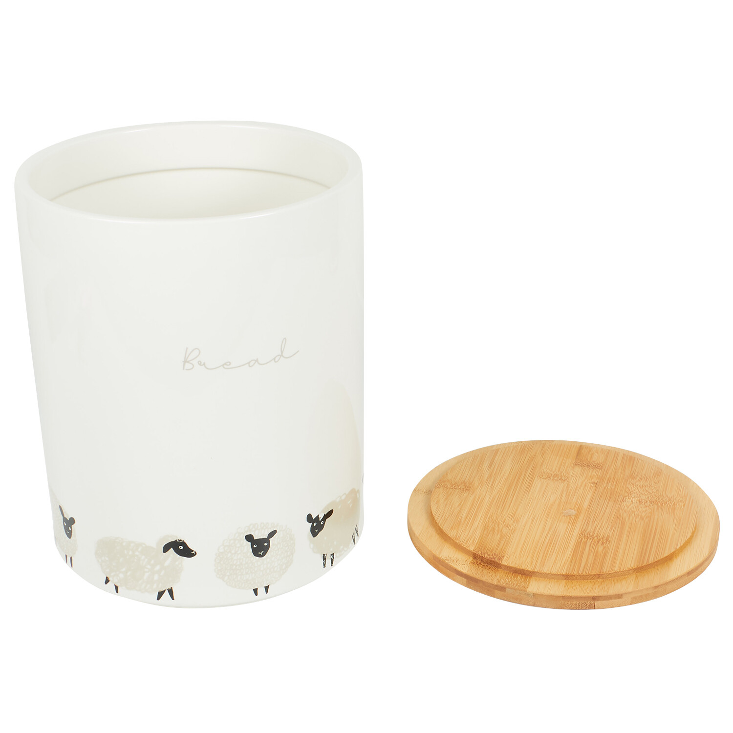 Highland Flock Bread Canister with Bamboo Lid - White Image 4