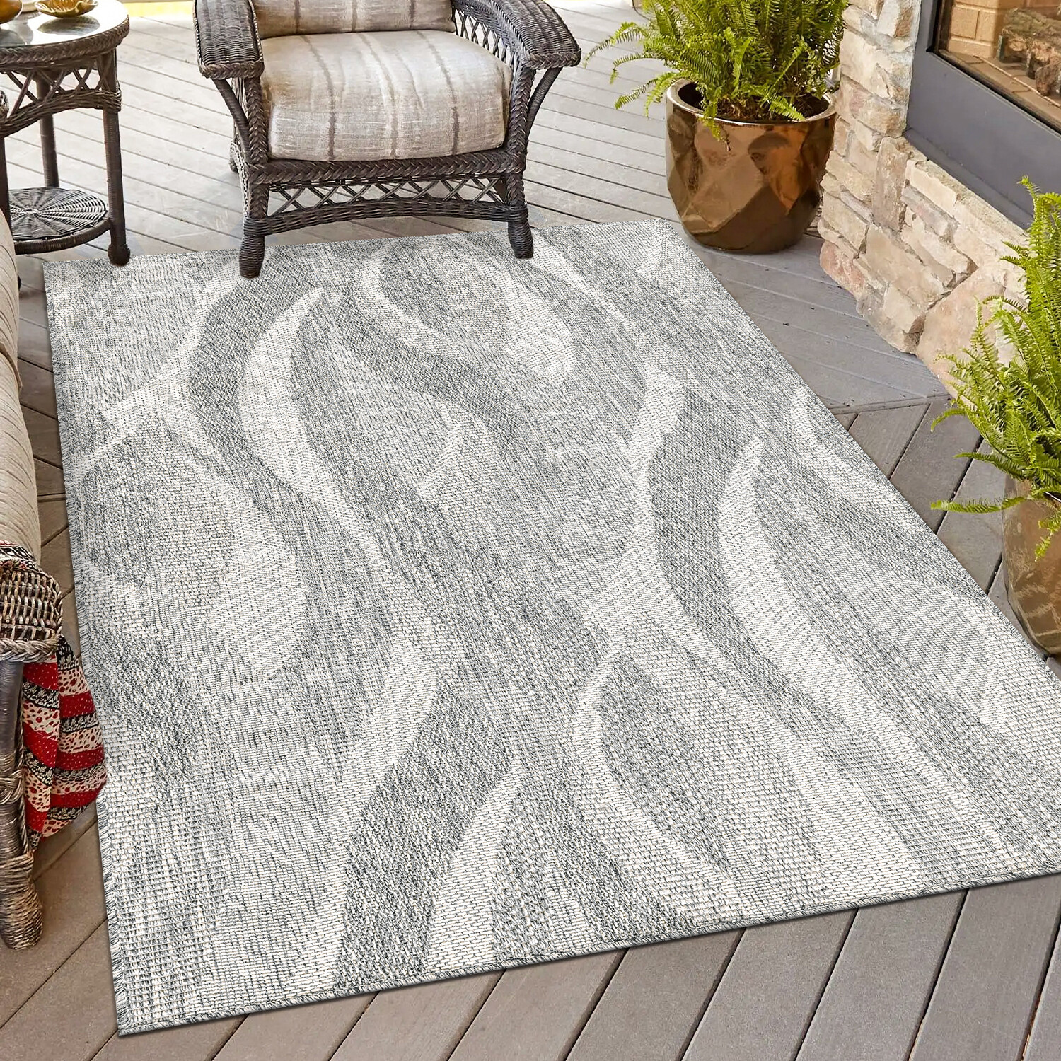 Mississippi Indoor and Outdoor Rug - Grey / 120cm Image 2