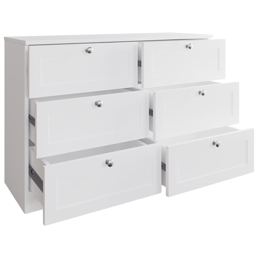 FWStyle Artus 6 Drawer White Panelled Chest of Drawers Image 3