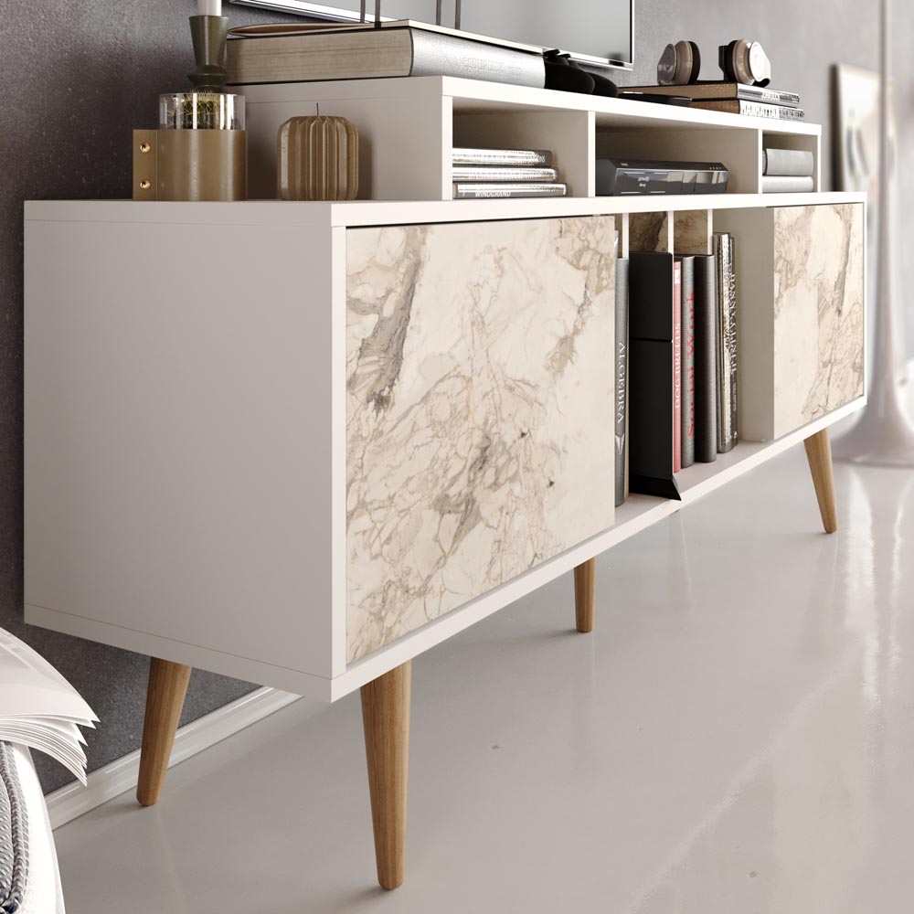 Decorotika Char White and White Marble TV Unit Image 4