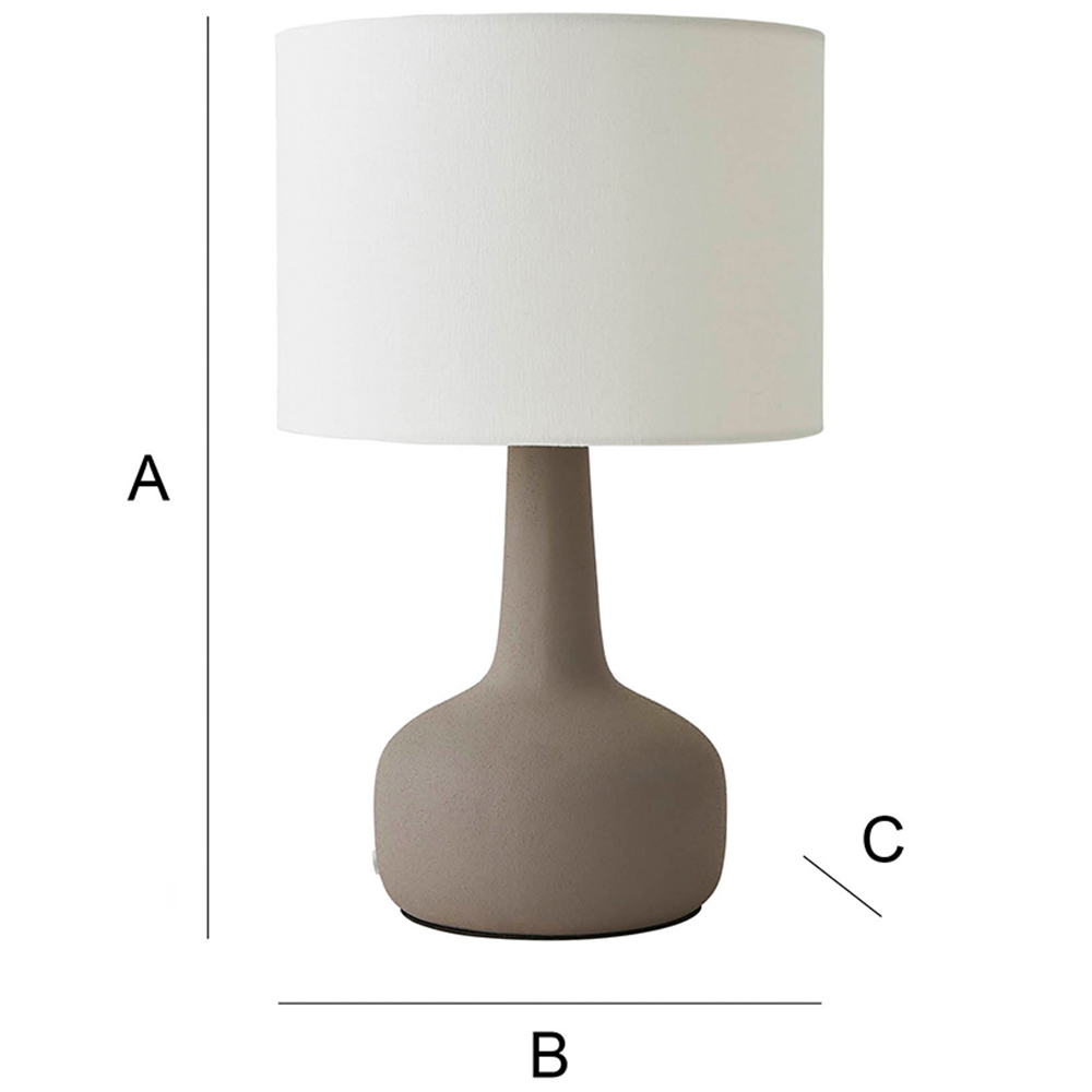 ValueLights Hayley Natural Linen Drum Shade Grey Squat Base Ceramic LED Table Lamp Image 7