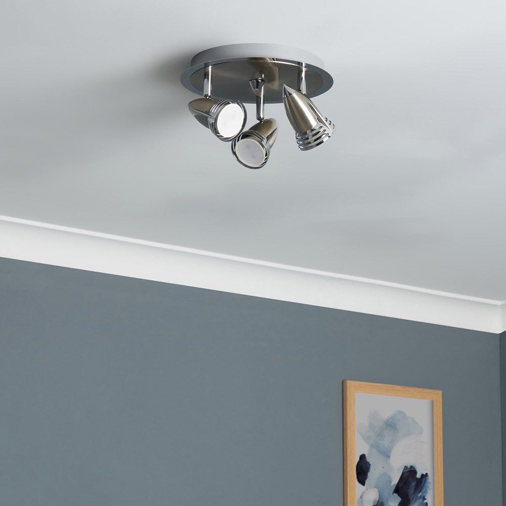 Inlight Ezra Satin Nickel and Chrome 3 Spot Light Plate Image 6