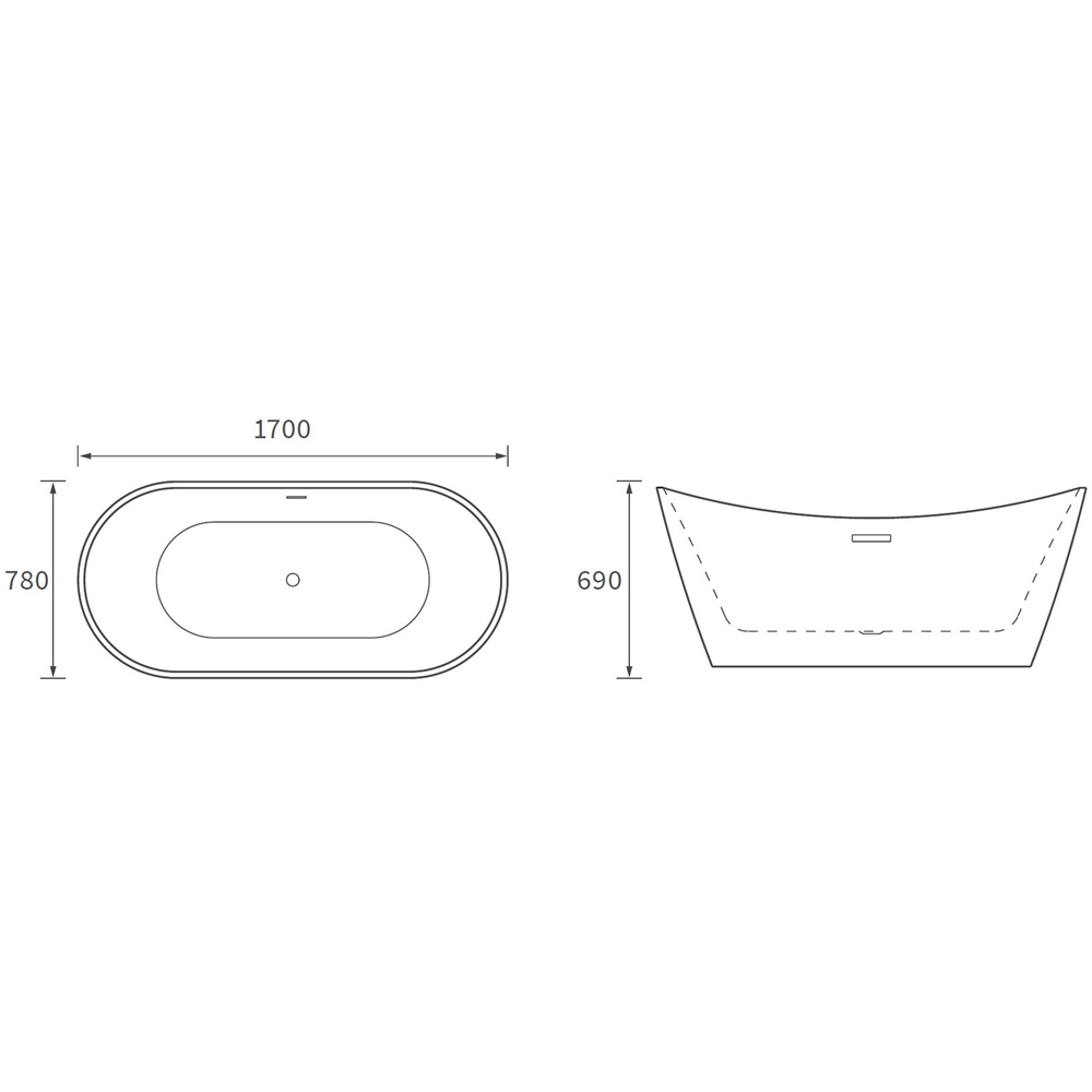 Bathstore Argent White Double Round End Freestanding Bath 1700 x 780mm Image 4
