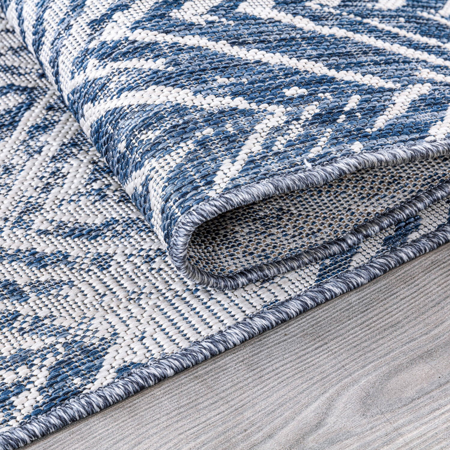Florida Chevron Indoor and Outdoor Rug - Blue / 120cm Image 3