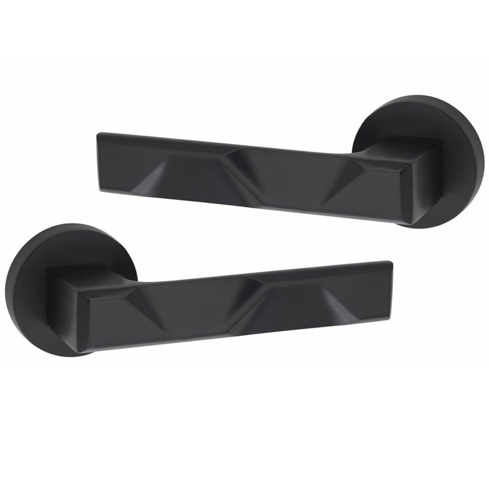 Golden Grace Matt Black Modern Nova Door Handle Set Image 3