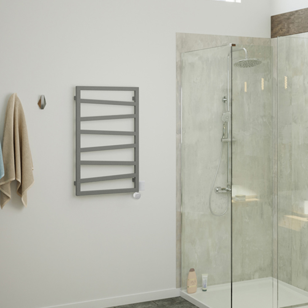 Terma Zig Zag Salt n Pepper Electric Towel Rail with VEO Element Controller 835 x 500mm Image 2
