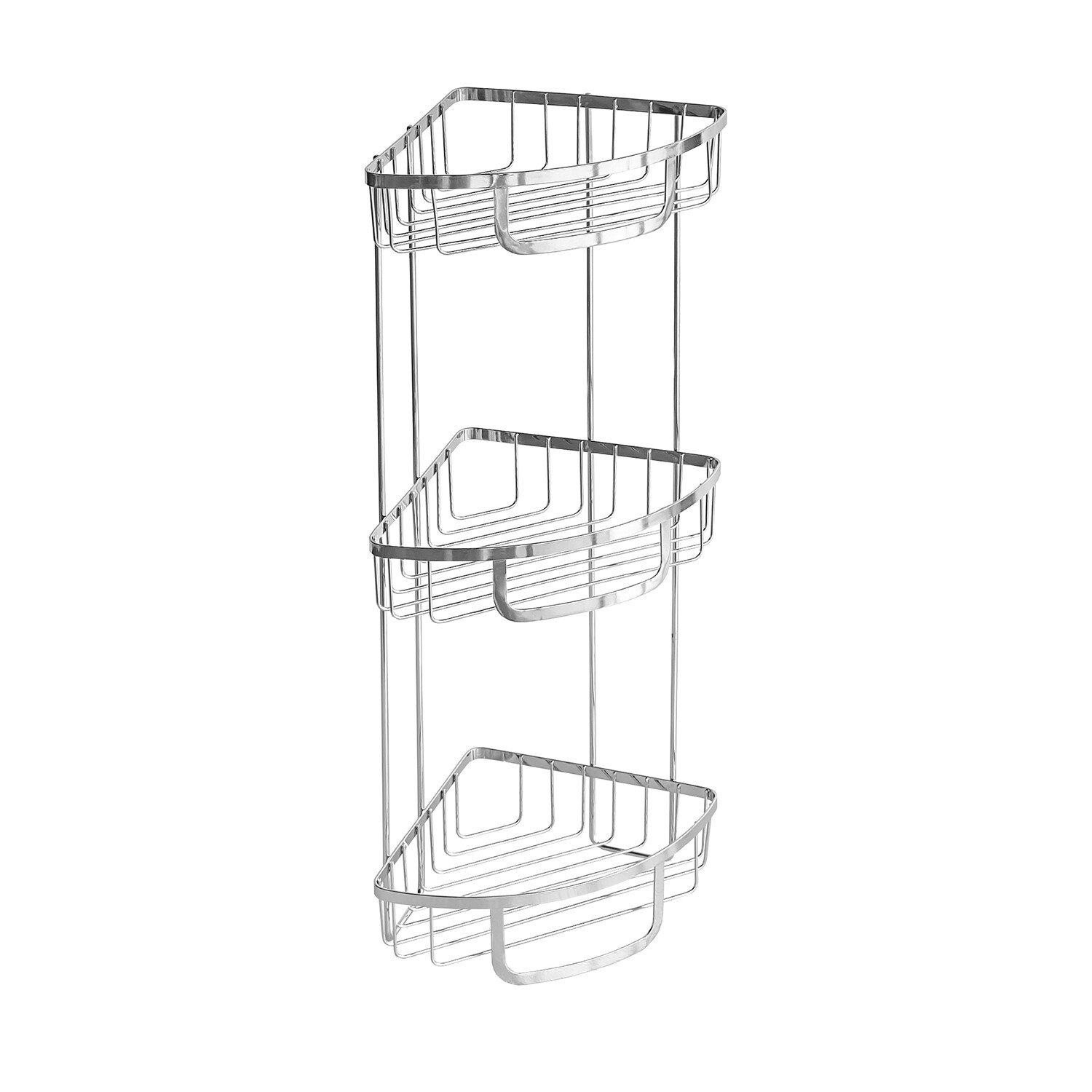 Harrow 3 Tier Freestanding Corner Basket - Silver Image 1