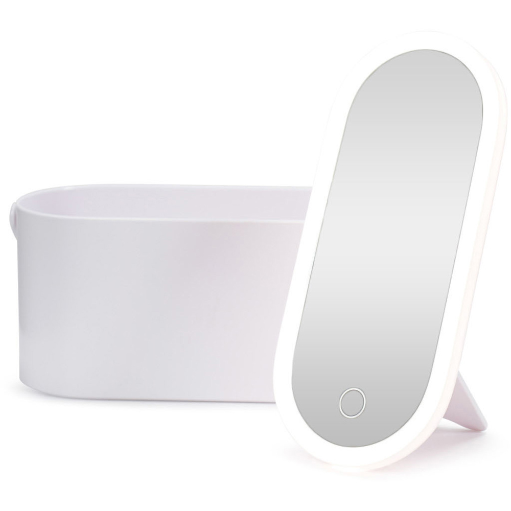 ValueLights White LED Make Up Mirror with Storage Carry Box Image 4