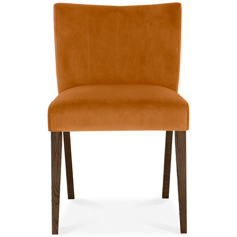Bentley Designs Turin Set of 2 Dark Oak Harvet Pumpkin Velvet Low Back Upholstered Chair Image 3