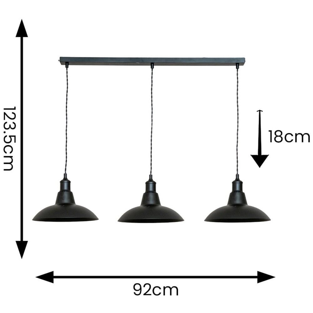 ValueLights Civic Matte Black 3 Drop Diner Bar Matte Black LED Ceiling Pendant Light Image 4