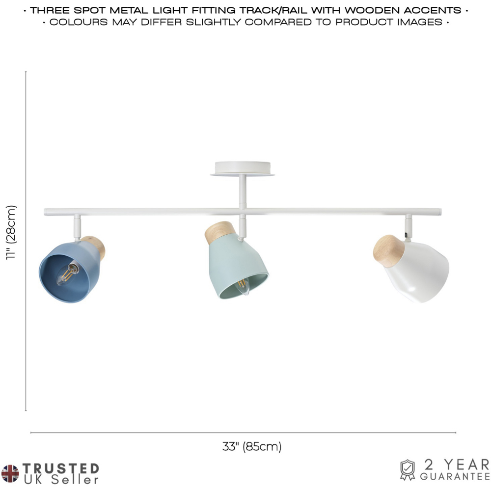 Happy Homewares Grey and Blue Contemporary Scandinavian Style Triple Bar Spot Ceiling Light Image 6