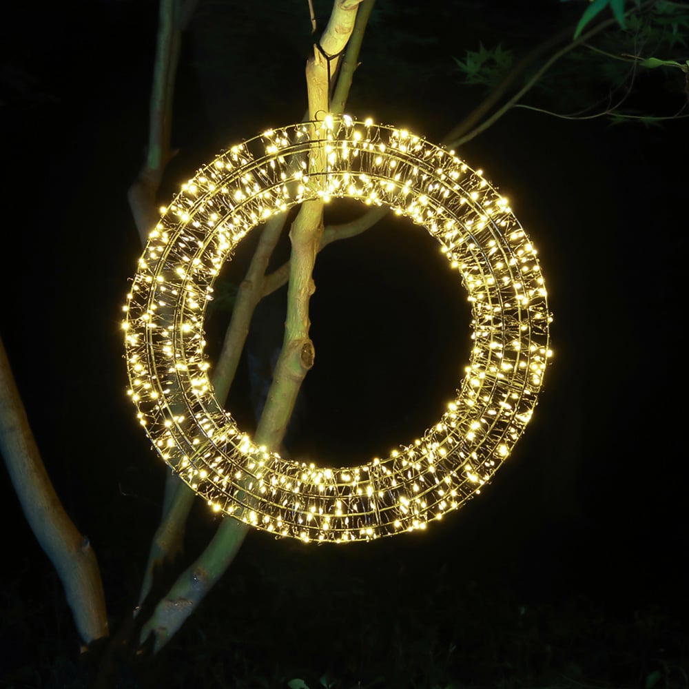 Xmas Haus Warm White LED Black Frame Wreath 50cm Image 2