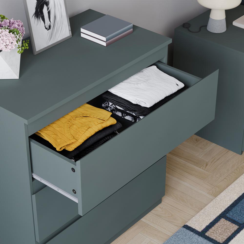 Vida Designs Denver Jasper Green 3 Drawer Bedside Table Image 6