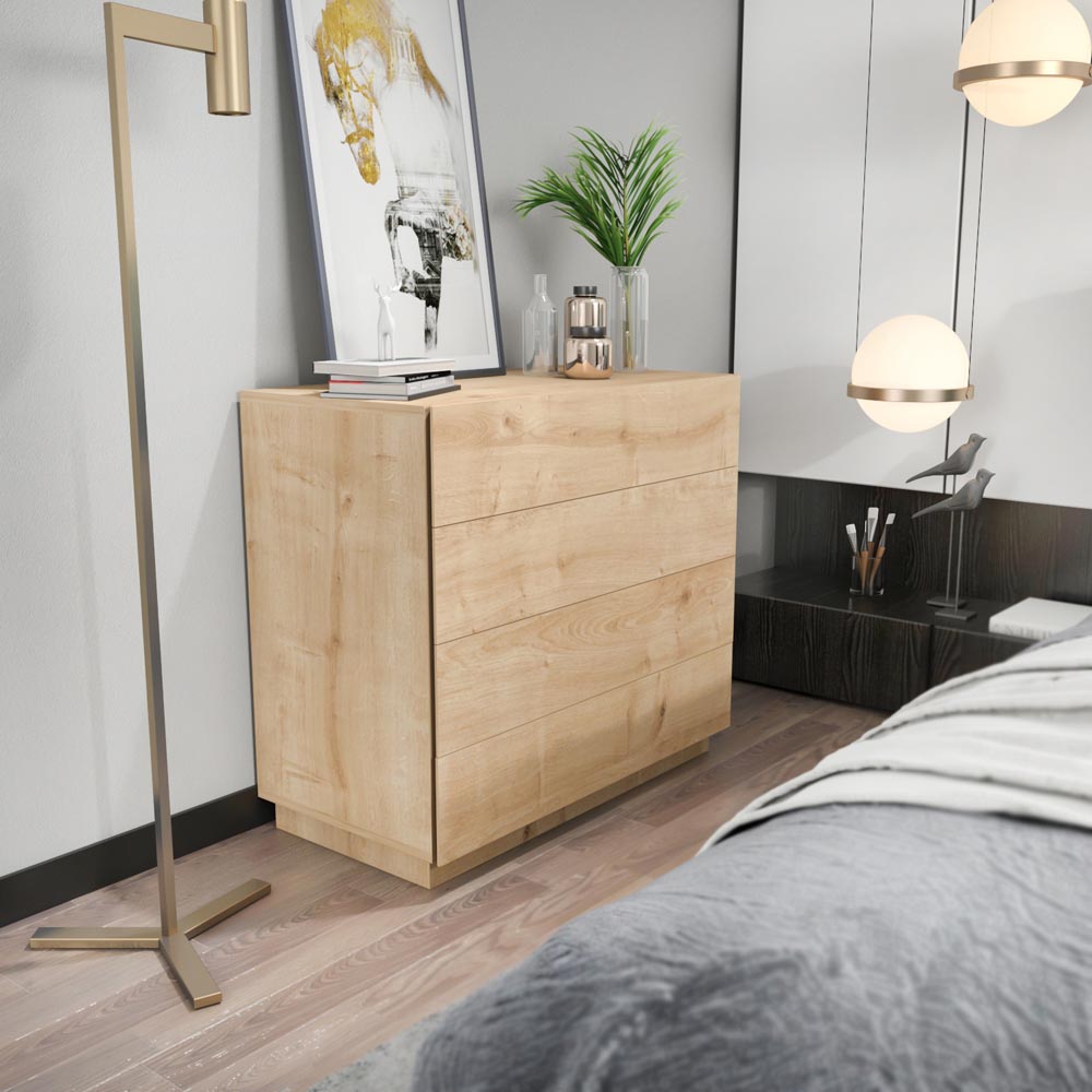 Decorotika Lines 4 Drawer Oak Chest of Drawers Image 6