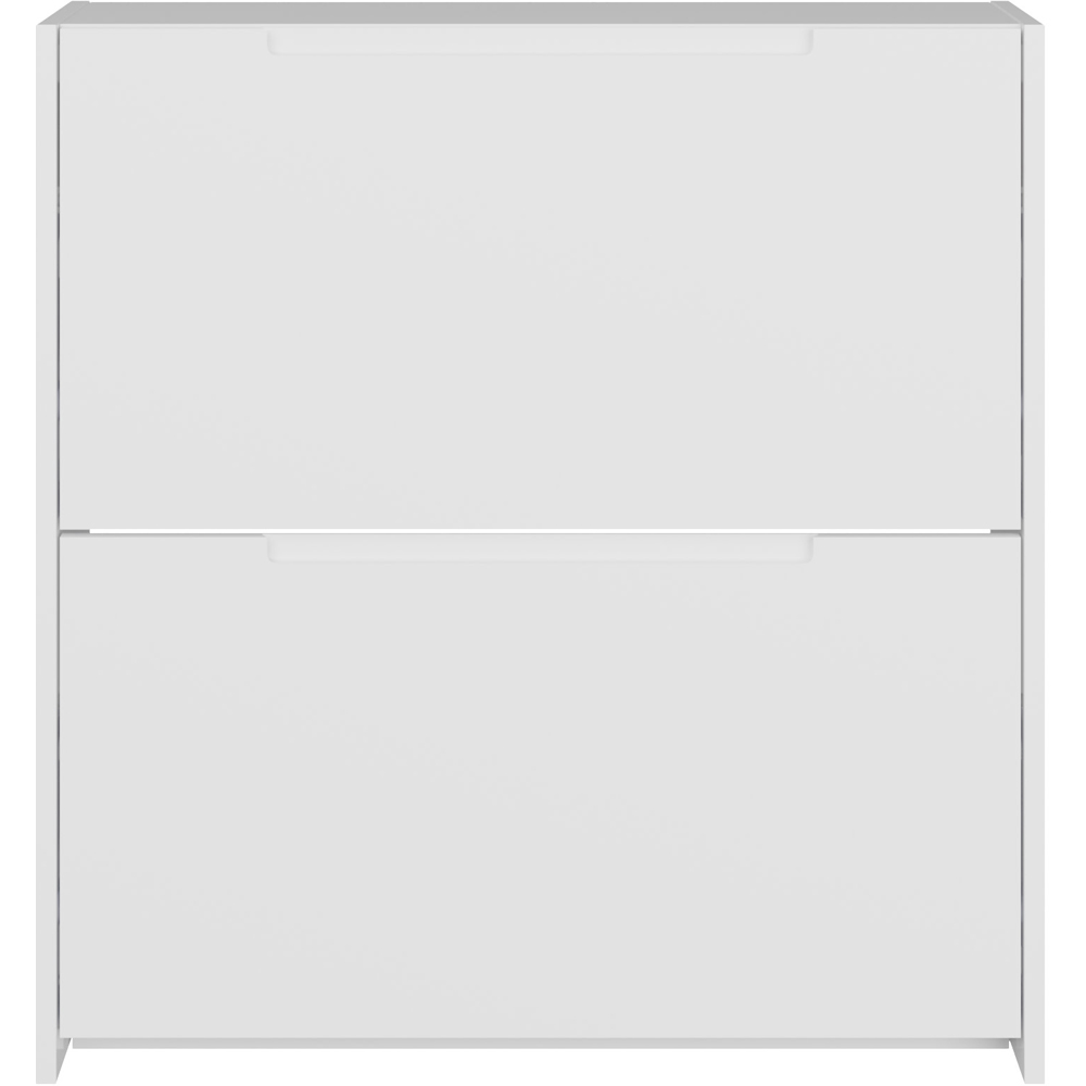 GFW 2 Tier White High Gloss Narrow Shoe Cabinet Image 3