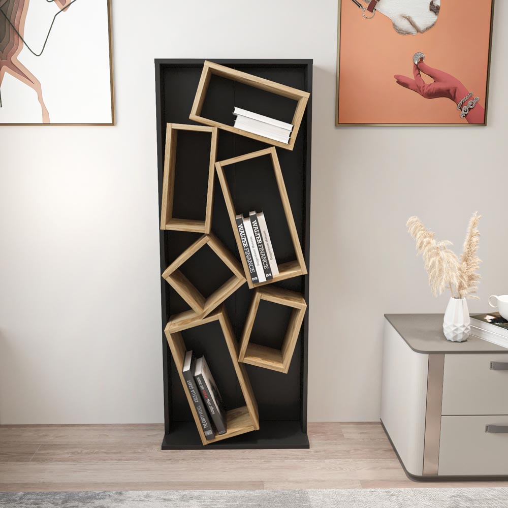 Decorotika Carmen 6 Shelf Black and Oud Bookcase Image 4