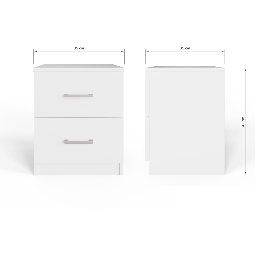 GFW Bailey 2 Drawer White Bedside Table Image 9