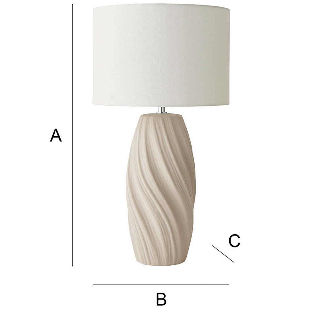 ValueLights Lydia Natural Linen Drum Lamp Shade Tall Swirl Natural LED Table Lamp Image 7