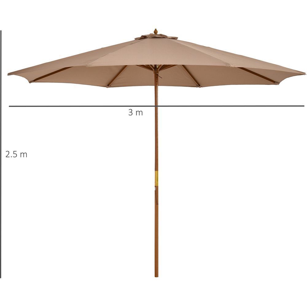 Outsunny Khaki Bamboo Rope Pully Parasol 3m Image 6