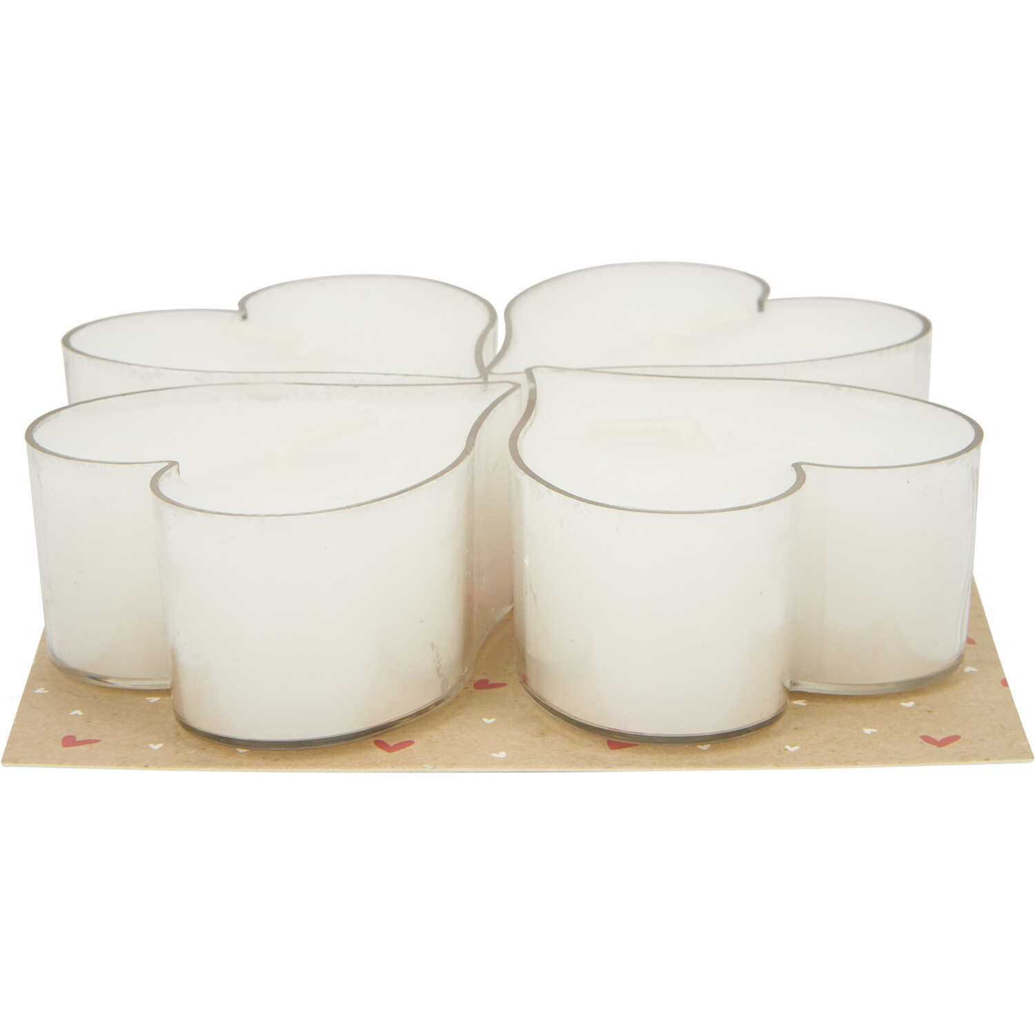 Pack of 4 Heart Vanilla Tealights - White Image 4