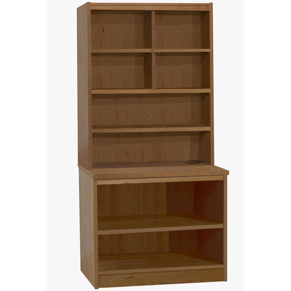 R White Cabinets 8 Shelf Brown Desk Height Bookcase with Hutch Image 2