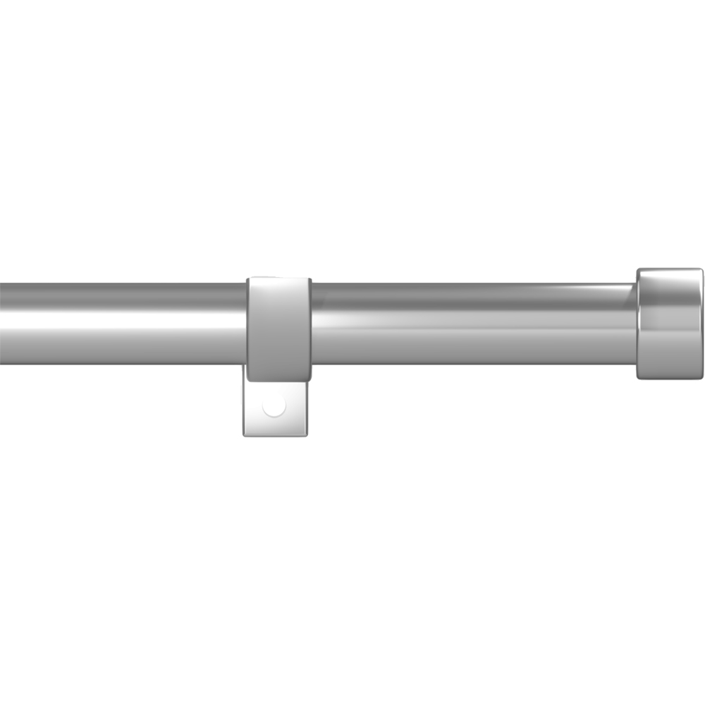Caecus 70-120cm Extendable Metal Eyelet Polished Chrome Flat Curtain Pole Image 1