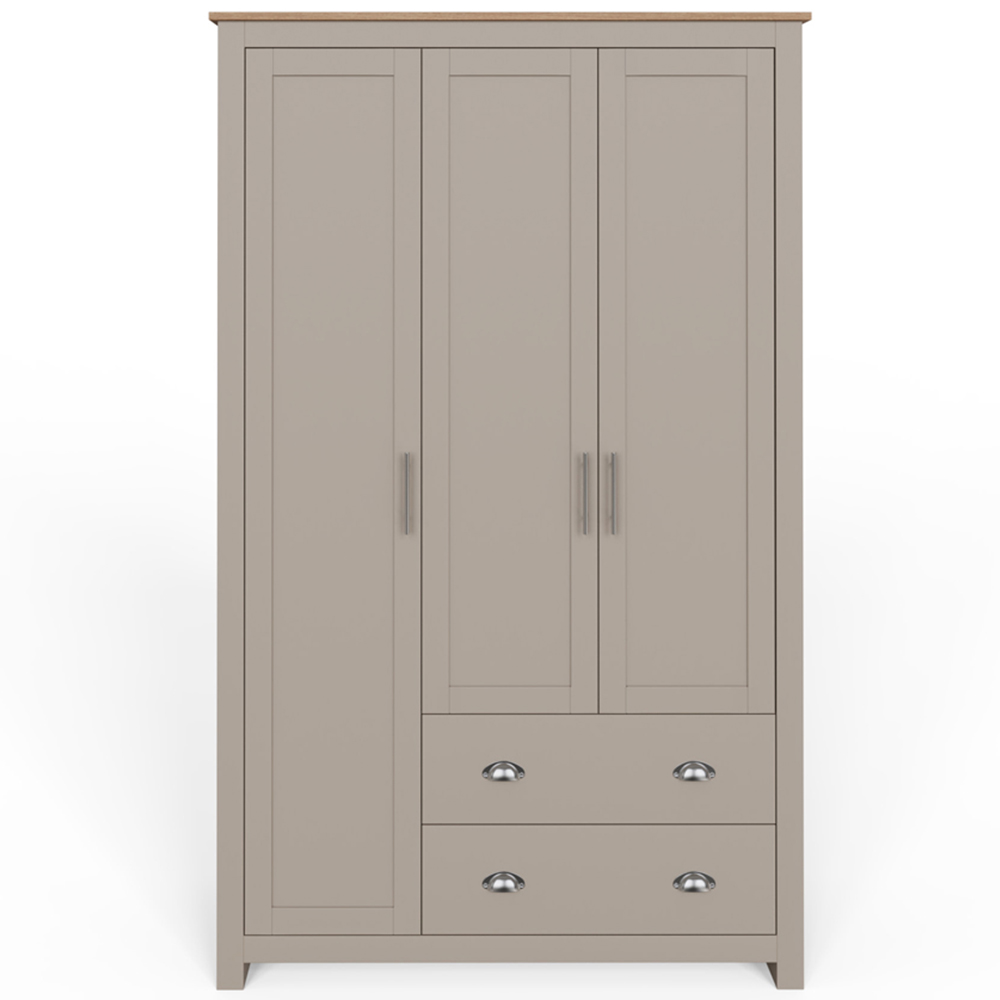 GFW Lancaster 3 Door 2 Drawer Grey Wardrobe Image 4
