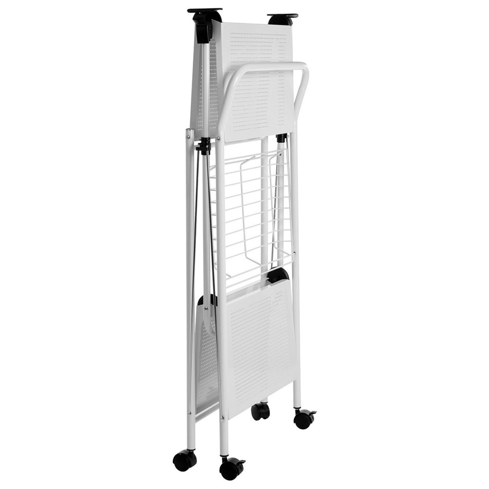 Premier Housewares Rectangular Folding White Kitchen Trolley Image 3