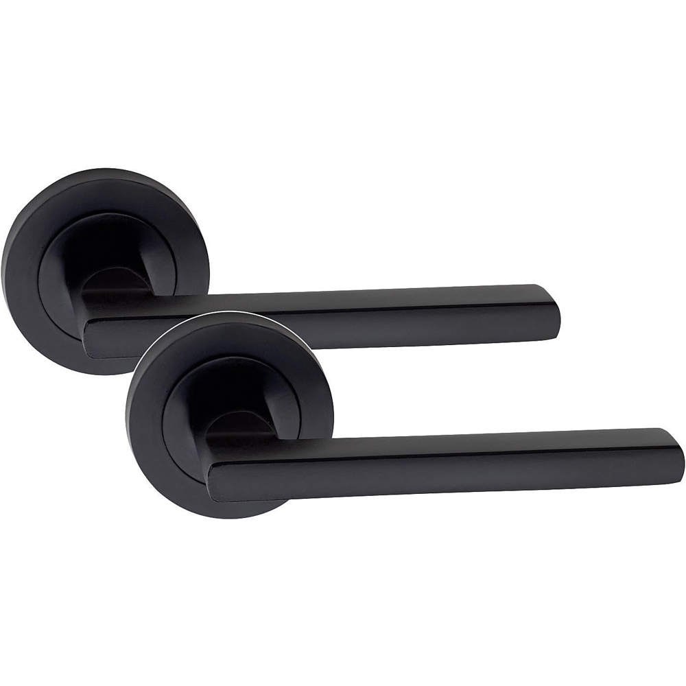 Golden Grace Leon Matt Black Door Handle Pair with Tubular Latch Image 3