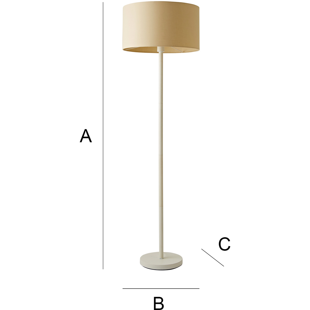 ValueLights Charlie Cream Drum Shade White Floor Lamp and Bulb Image 8