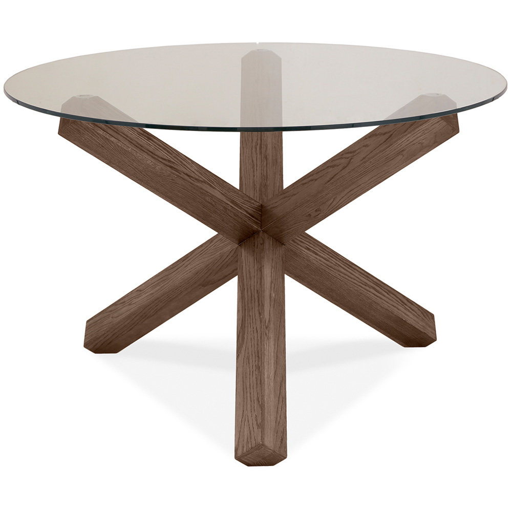 Bentley Designs Turin Dark Oak Circular Glass Table Image 3