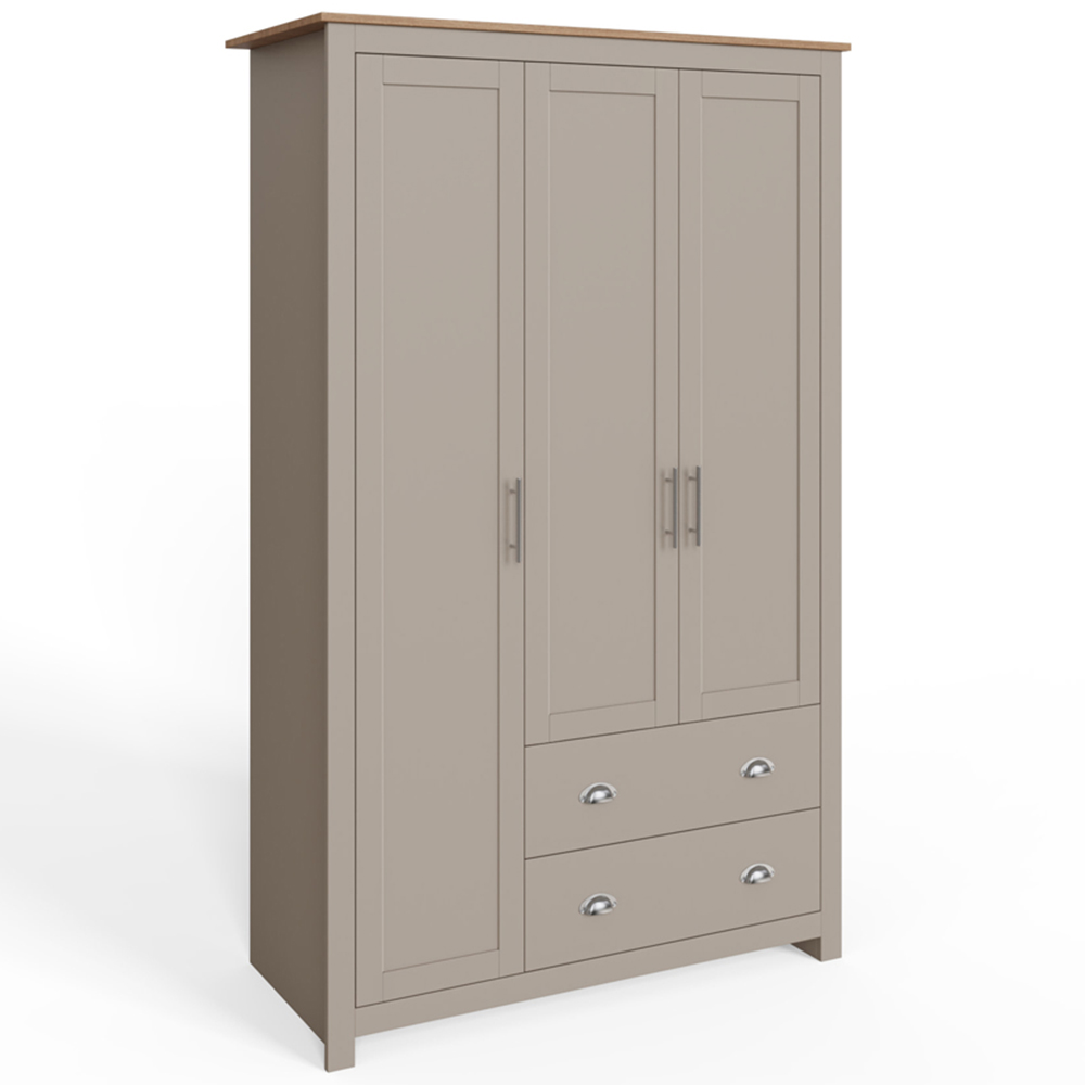 GFW Lancaster 3 Door 2 Drawer Grey Wardrobe Image 2