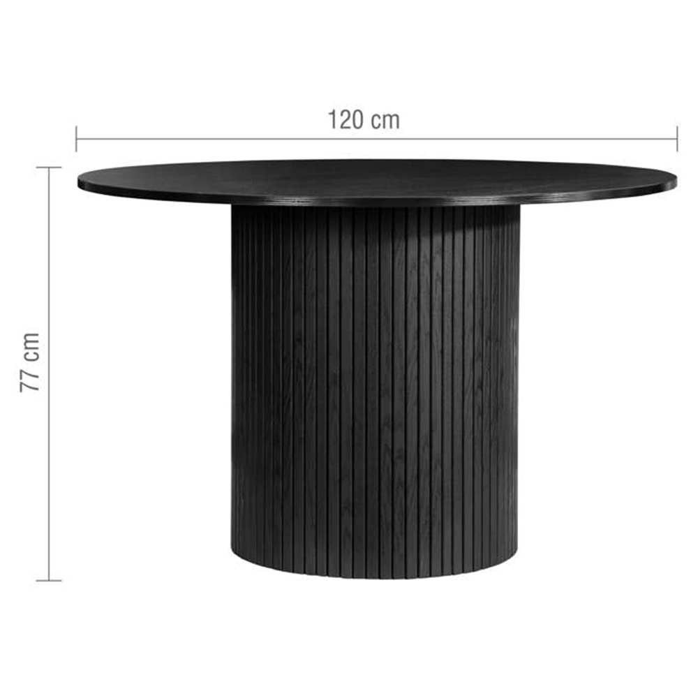 Birlea Axel 4 Seater Round Fluted Dining Set Black Image 8