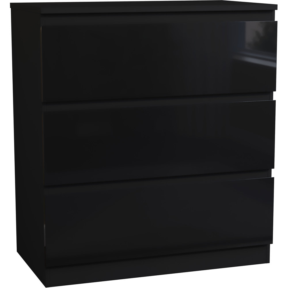 Vida Designs Glinton 3 Drawer Black Chest of Drawers Image 2