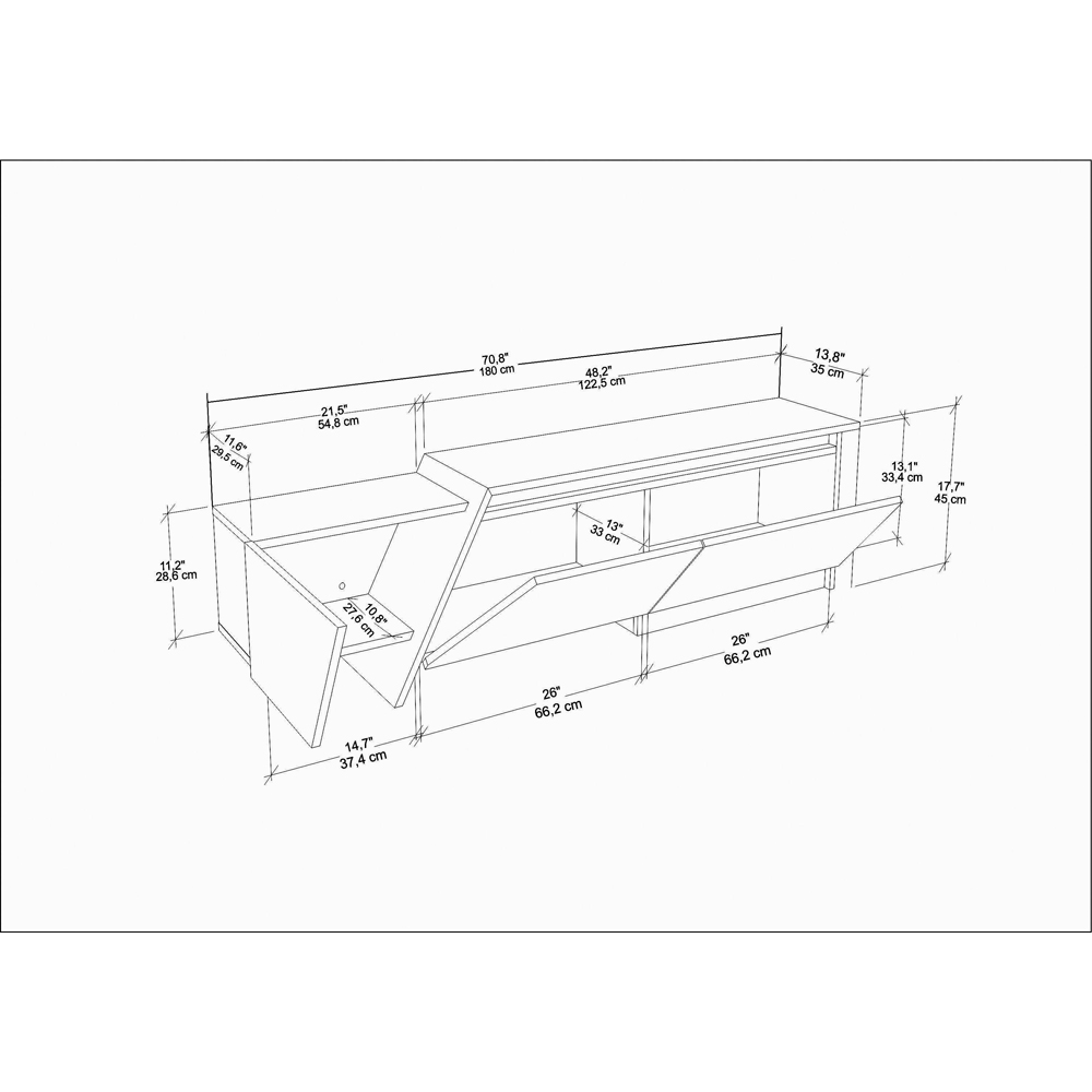 Decorotika Zonas 3 Door White and Black Marble Effect TV Unit Image 5