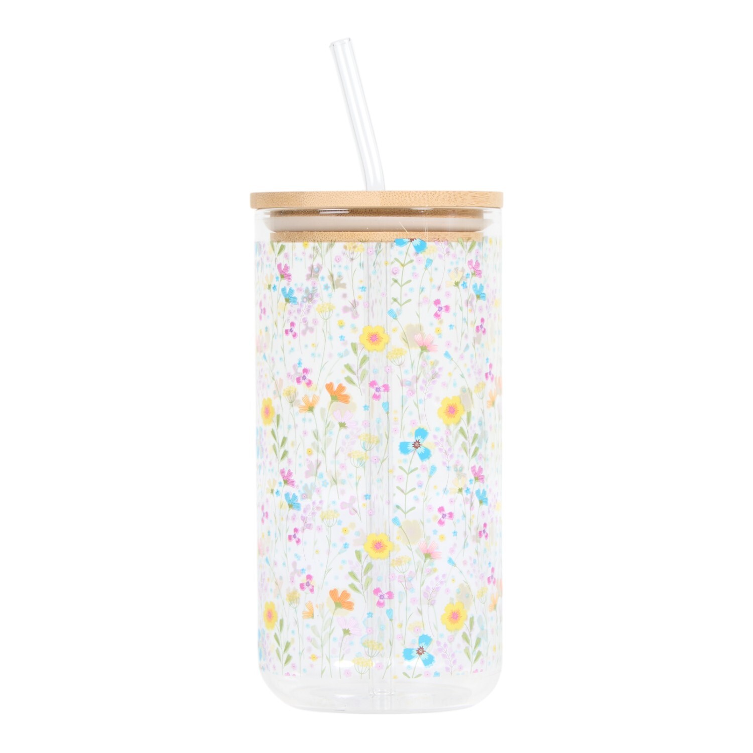 In Bloom Drinking Jar with Straw Multicolour Image 4