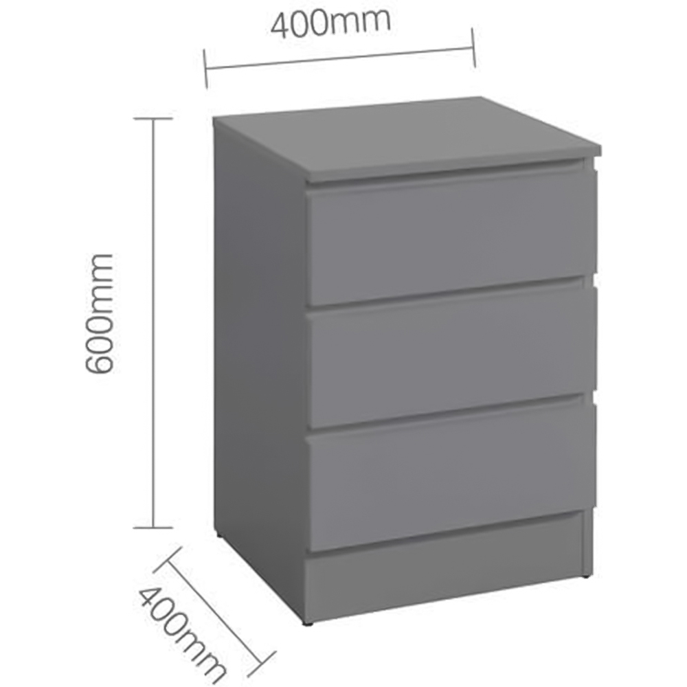 Oslo 3 Drawer Grey Bedside Table Image 9