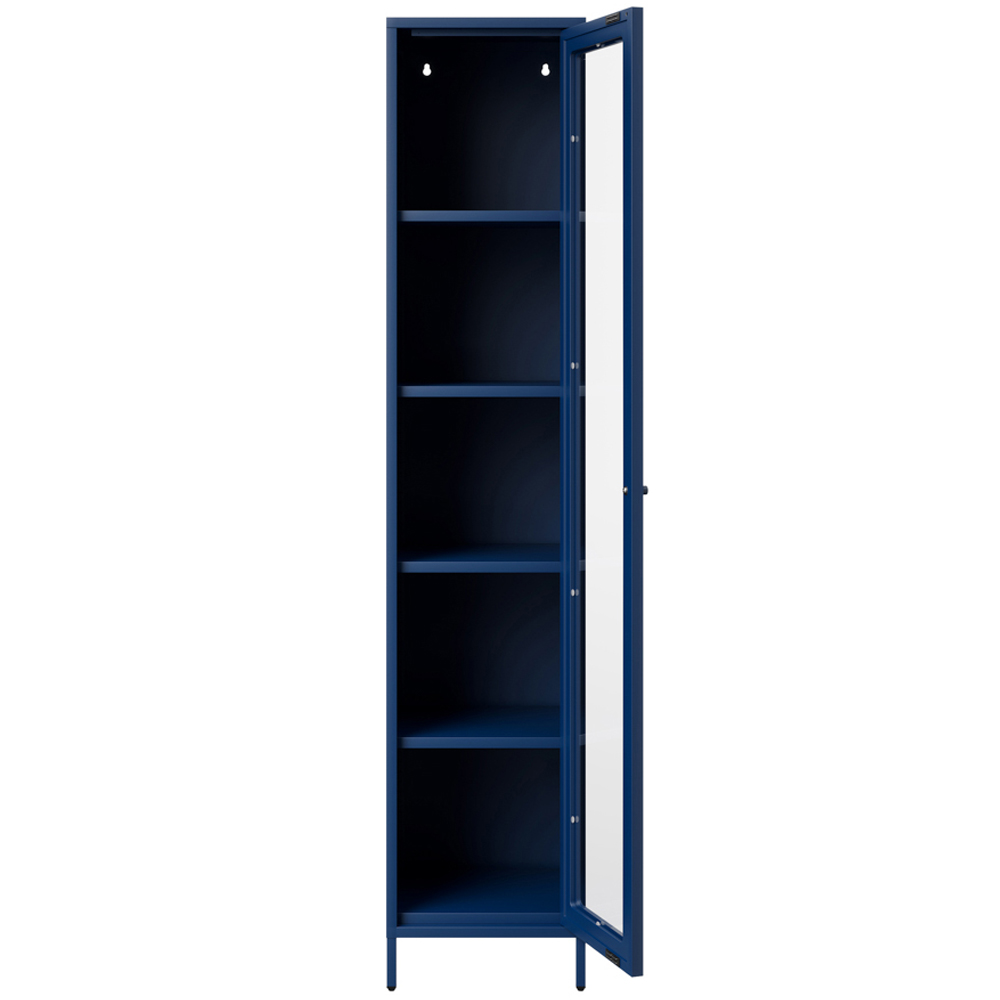 LPD Home Frank Single Door Classic Blue Glass Display Cabinet Image 4
