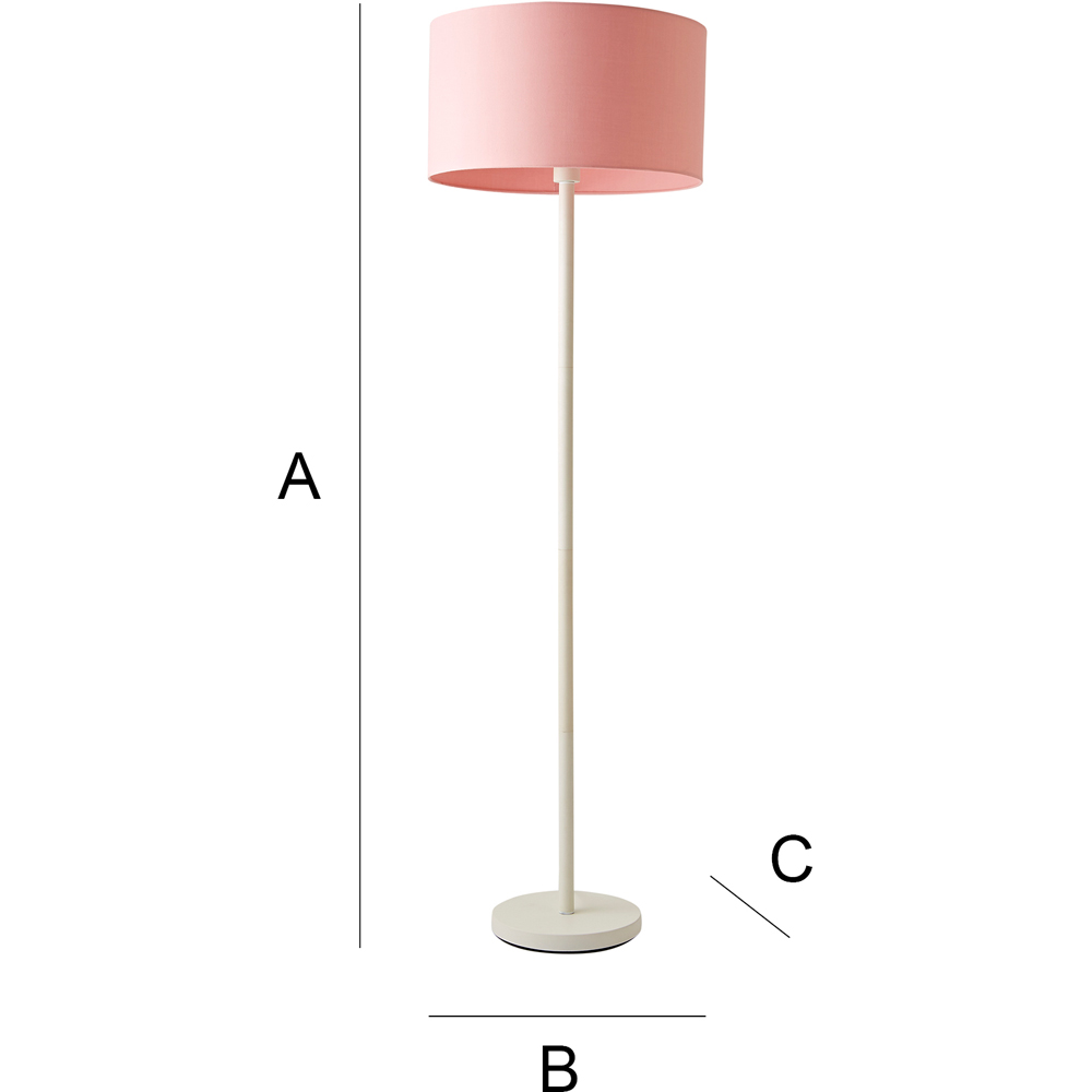 ValueLights Charlie Blush Drum Shade White Floor Lamp and Bulb Image 8