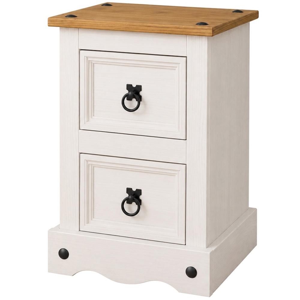 Mews Corona White 2 Drawer Petite Bedside Table Image 2