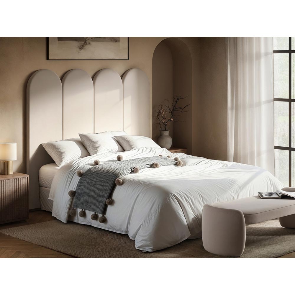 Solace+Co Cirrus Beige Velvet Headboard Panel Image 6