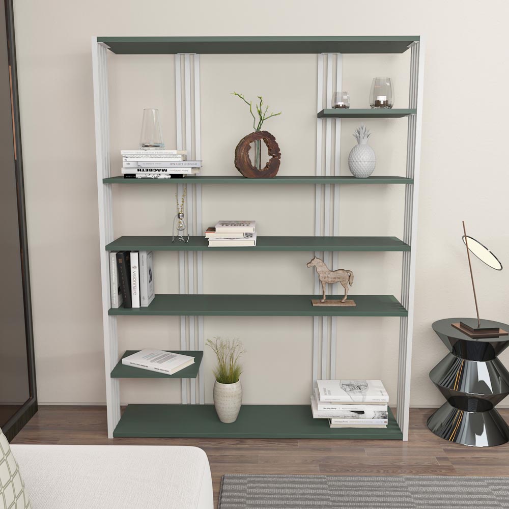 Decorotika Jeni 6 Shelf Green and White Bookcase Image 3