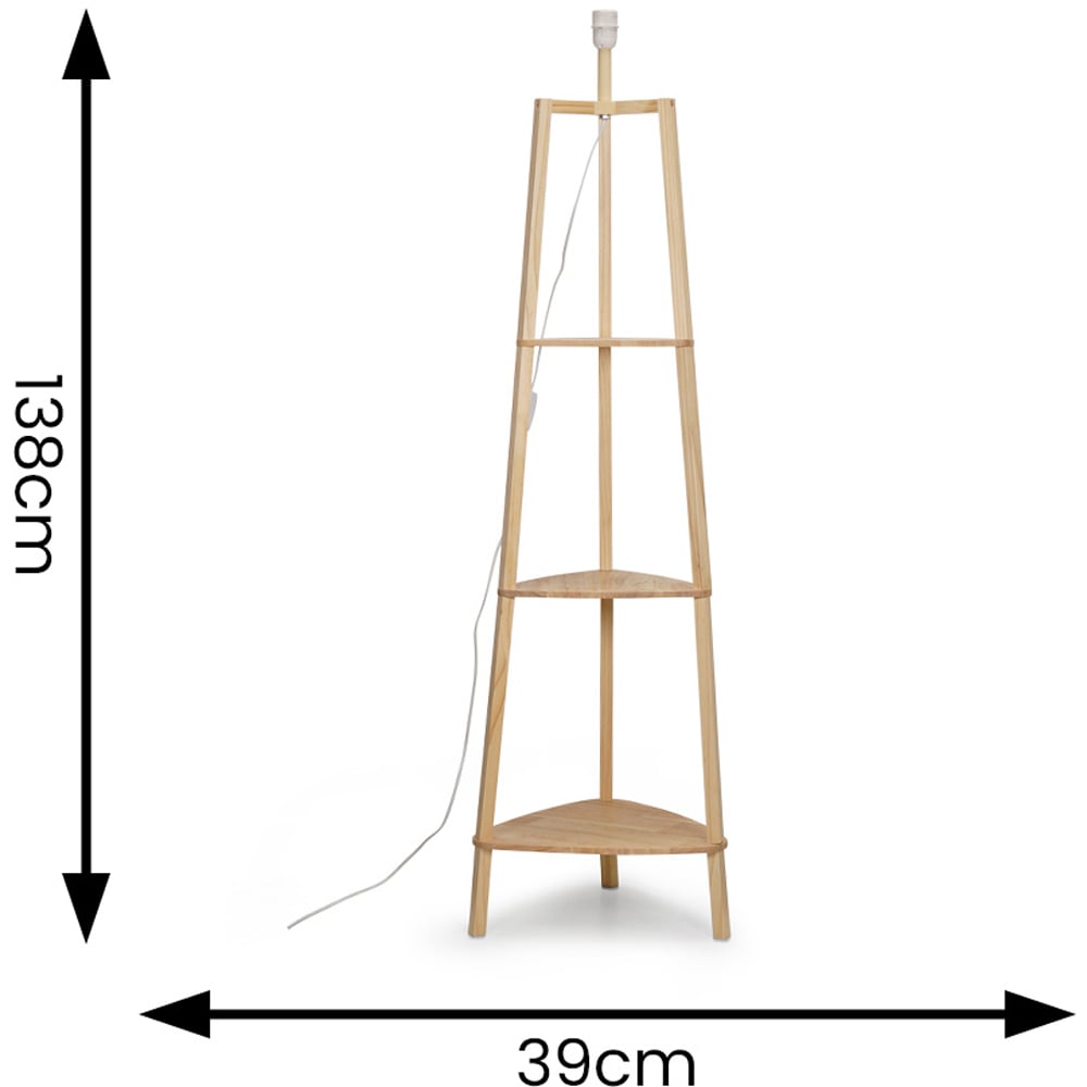 ValueLights Hiru 3 Shelf Natural Floor Lamp Base Image 4