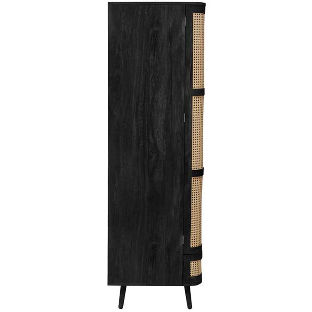 Birlea Noah 2 Door Single Drawer Black Rattan Wardrobe Image 4
