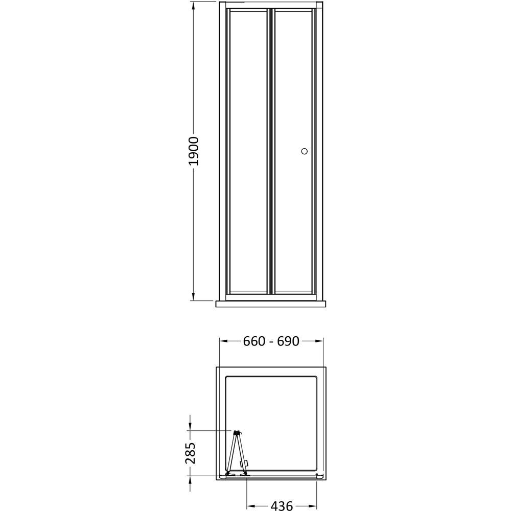 Oem Matt Black Bi Fold Shower Door 70cm Image 2