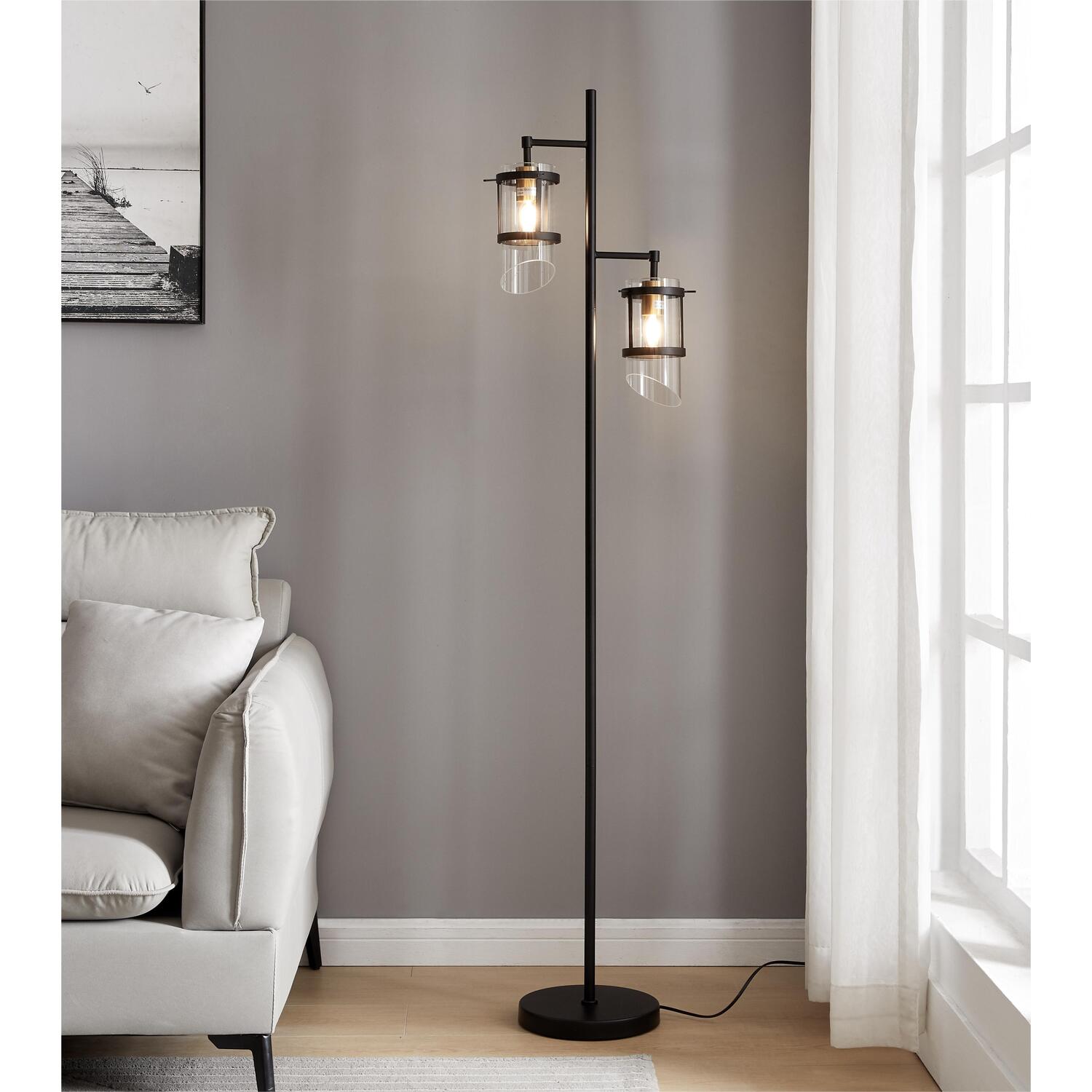 Paramount 2 Light Floor Lamp - Black Image 2