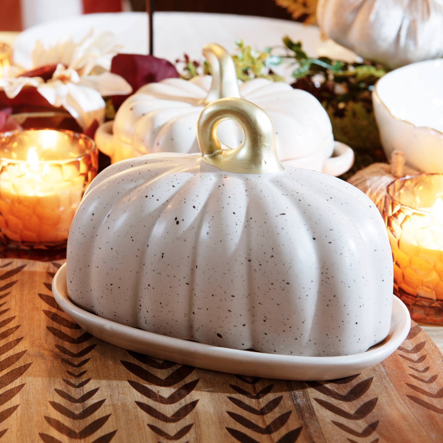 Patterned Pumpkin Serving Board Natural Image 2