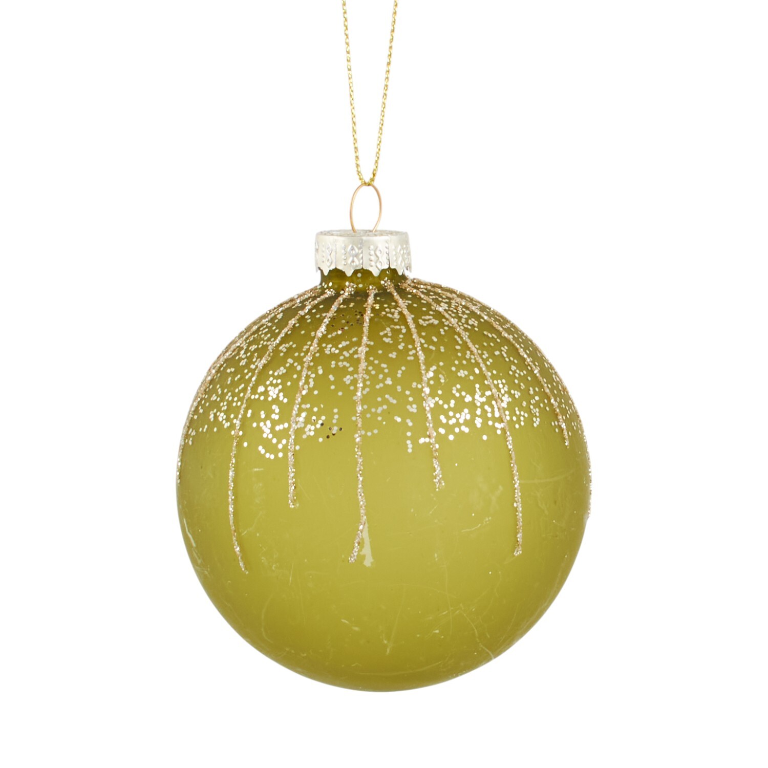 Glitter Olive Green Bauble Image 2
